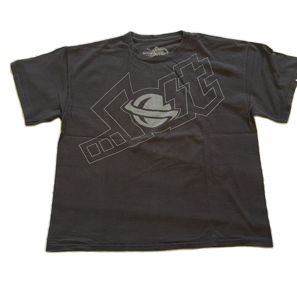 Y2K Lost Black Graphic Tee Large Front Print